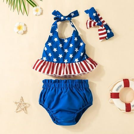 

Hunpta Baby Girls 6M-24M Sleeveless Independence Day Stars Striped Printed Backless Vest Tops Shorts Headbands Outfits