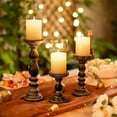 Hanobe Wood Candle Holders for Pillar candles Black Farmhouse Candle