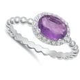 thumbnail image 4 of Bubble Halo Ring Milky Purple Simulated Amethyst .925 Sterling Silver Band CZ Female Size 4, 4 of 4