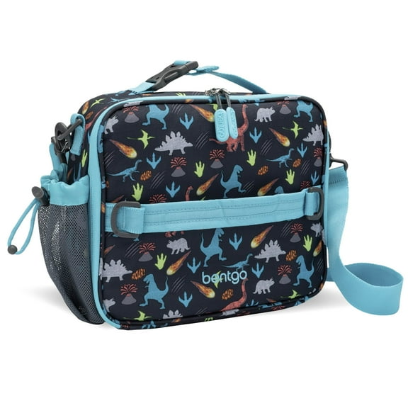 Bentgo Kids Lunch Bag - Double-Insulated, Reusable Lunch Bag for Kids 3 with Adjustable Strap; Holds Lunch Box/Water Bottle/Snacks; Easy-Clean, Water-Resistant & Pockets (Dinosaur)