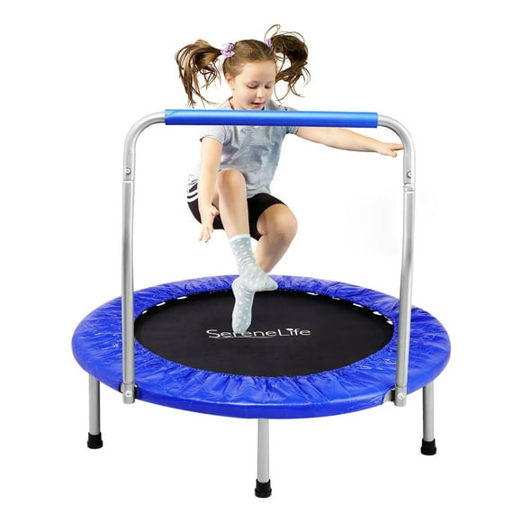 Trampolín Plegable de 91cm SereneLife, Trampolín Compacto para Ejercicio para Niños, Brincolin de Ejercicio con Mango de Espuma, Carga Máxima 68kg, para Interior/Exterior