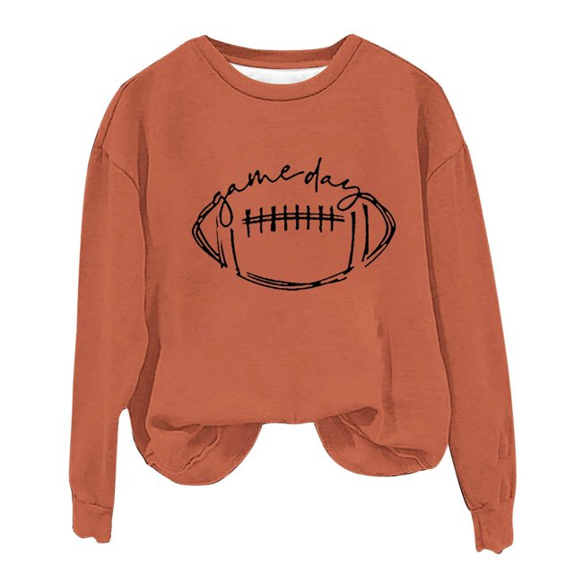 Rbaofujie Chandails pour Femmes Chandails Décontractés Imprimés Col Rond Manches Longues Haut Ample Chandails en Molleton Orange Graphiques Chandails à Capuchon
