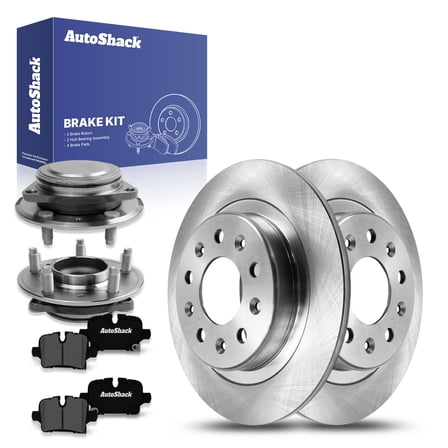 AutoShack Rear Brake Rotors Premium Ceramic Brake Pads Wheel Bearing Hub Assembly | Replacement for 2021 Chevrolet Equinox 2021 GMC Terrain 1.5L FWD | 8-PC Brake Kit
