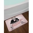 thumbnail image 2 of Indie Bath Mat, Hipster Portrait of Sitting Wild Wolf Glasses Smart Casual Outfit, Plush Bathroom Decor Mat with Non Slip Backing, 29.5" X 17.5", Pink Burgundy, 2 of 2