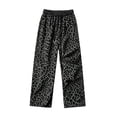 thumbnail image 3 of KLHDSF Women's Leopard Print High Waist Wide Leg Pants Drawstring Loose Casual Lounge Trousers Daily Streetwear for Women Spring Fall Black L, 3 of 6