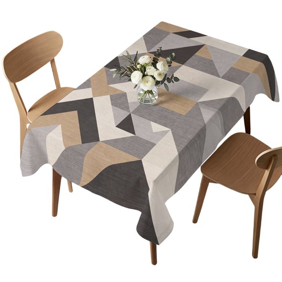 Rectangle Tablecloth, Grey Diamond Abstract Geometric Waterproof Table Cloth 60x84 in Retro Boho Style Washable Spillproof Table Cover for Kitchen Dining Party Decor Outdoor Camping