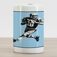 thumbnail image 2 of Sports Ceramic Toothbrush Holder, American Football League Game Rugby Player Run Original Retro Illustration, Decorative Versatile Countertop for Bathroom, 4.5" X 2.7", Blue Black White, by Ambesonne, 2 of 4
