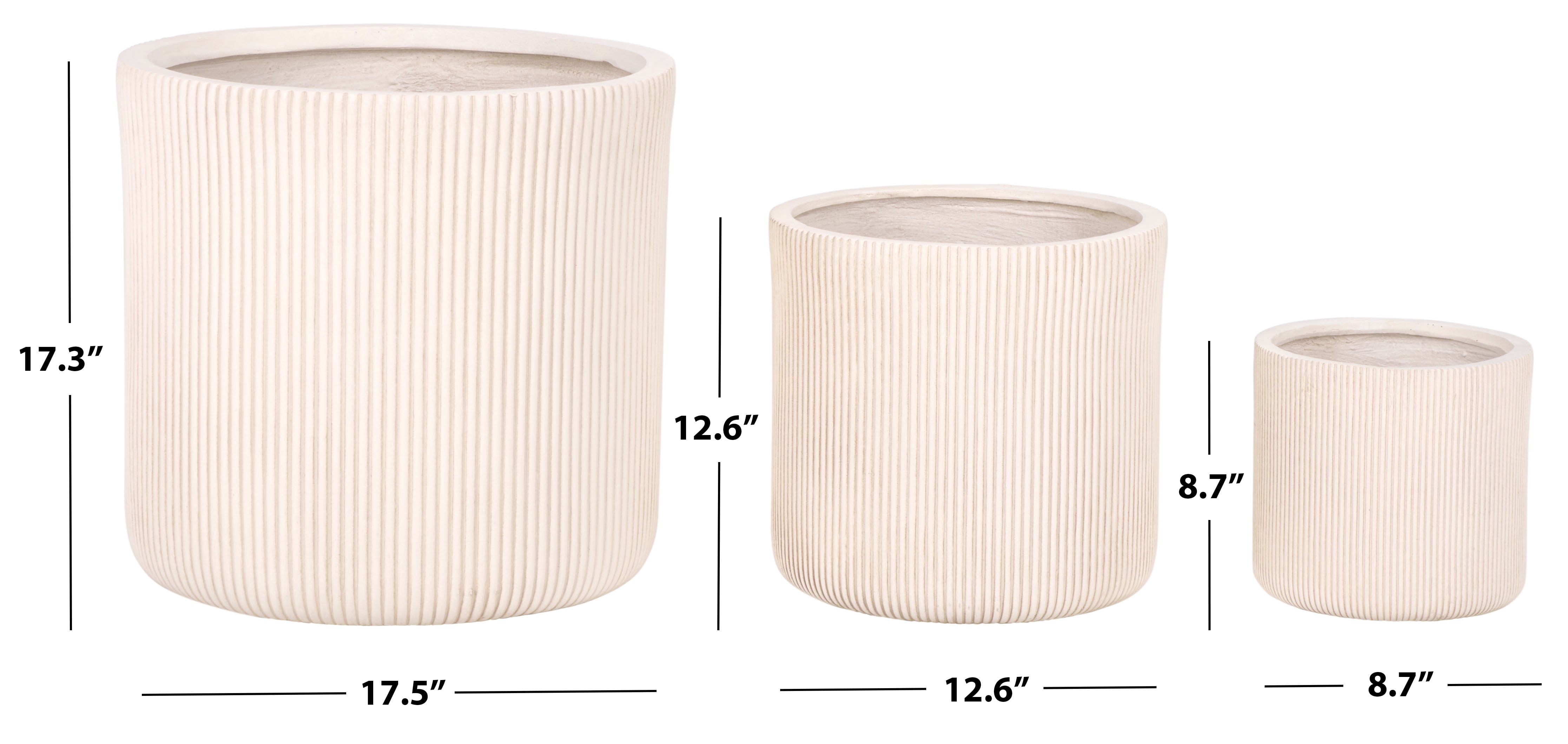 Safavieh Carolina Round Beige Fiber Clay Plant Pots - Set of 3