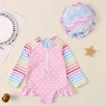 thumbnail image 3 of MEZZALL Children Girls Spliced Heart Long Sleeve O-Neck One-Pieces Monokini Swimsuit Sun Swimwear For Kids Comfort Summer Flower Print Beachwear, 3 of 3
