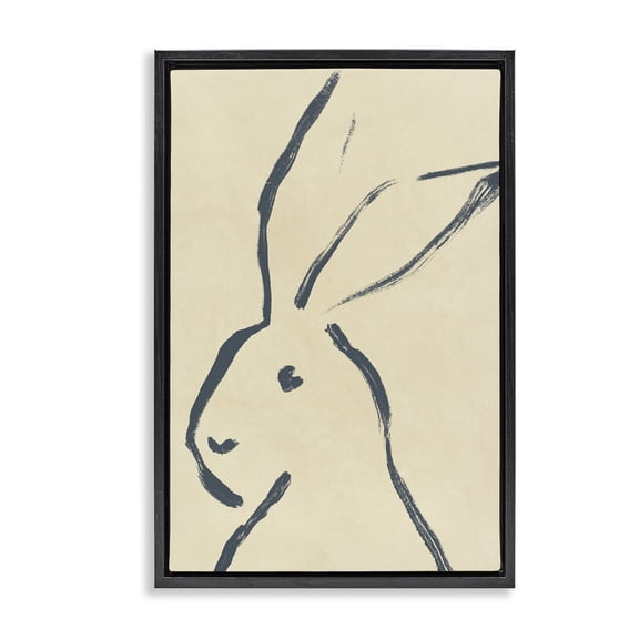 Stupell Industries Modern Minimal Brushed Rabbit Black Floating Frame Canvas Art, 17 x 25, by June Erica Vess