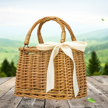 Women Woven Square Rattan Straw Bag Bohemia Style Handbag Beach Circle Tote Purse