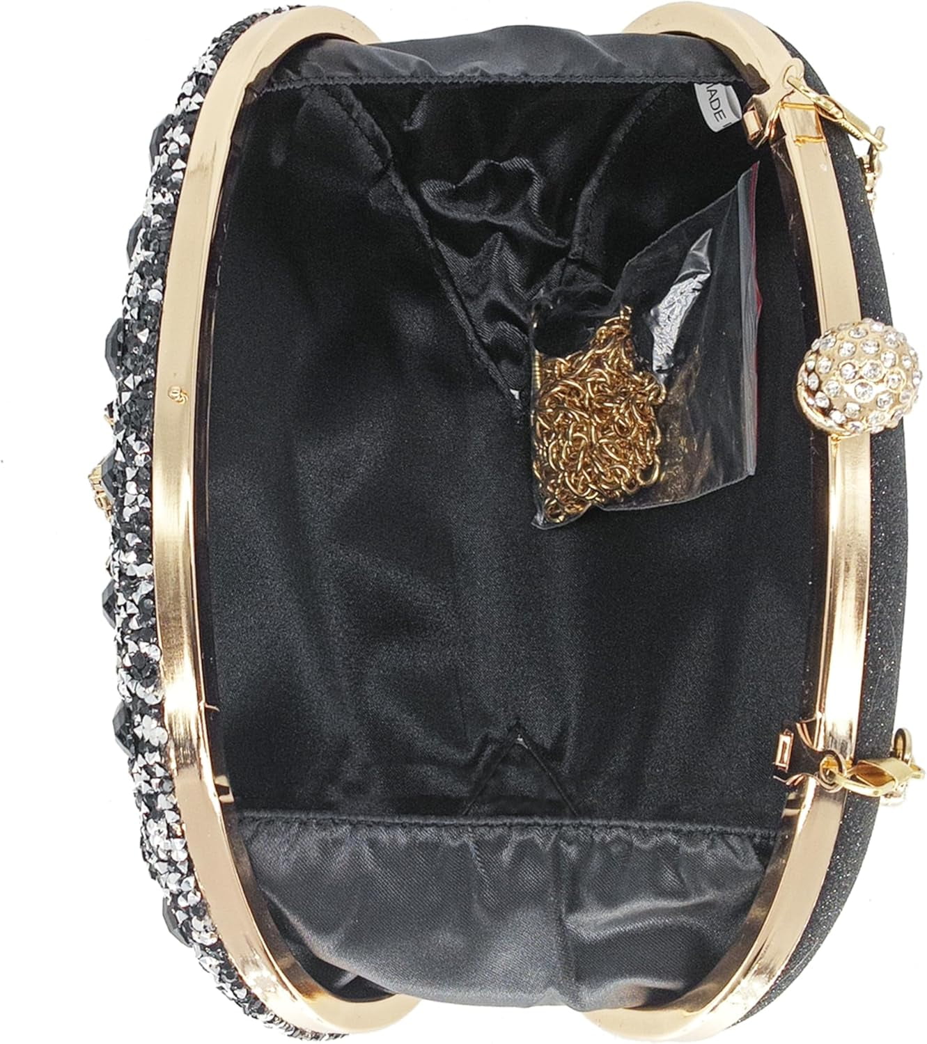 Kwuty Rhinestone Clutch Purses for Women Evening Wedding Formal - Round Pearl Clasp Handbag - Crystal Diamond Bag