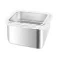 thumbnail image 3 of Recipiente de acero inoxidable para alimentos con colador, organizador para refrigerador, tapas transparentes, juego de colador para lechuga, frutas y 2500 ml, 3 of 8