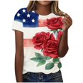 thumbnail image 2 of Yotami Womens Fourth of July T-Shirts Plus Size Crew Neck Short Sleeve Patriotic Shirts for Holiday American Flag Graphic Tees Clothes Red, Size XXXL, 2 of 5