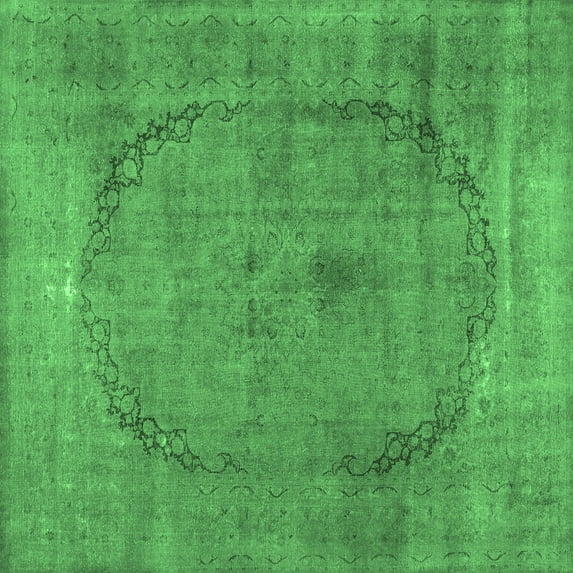 Ahgly Company Indoor Square Abstract Emerald Green Contemporary Area Rugs, 5' Square