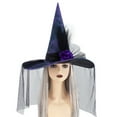 thumbnail image 5 of Witch Hat for Women Adult Witch Costume Halloween Gothic Hat with Veils Carnival Christmas Cosplay Party Accessory, 5 of 9