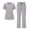 Gray, variant on Two Piece Scrub Uniform Set Women V Neck Short Sleeve Top Drawstring Straight Pants Stretch Medical Work Outfits Purple S