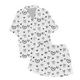 thumbnail image 6 of KKBOTIVE Women's Valentines Pajamas Set 2 Piece Heart Embroidery Short Sleeve Button Up Sleepwear Womens Comfort Everyday Loungewear ( 6-White Size: M ), 6 of 6