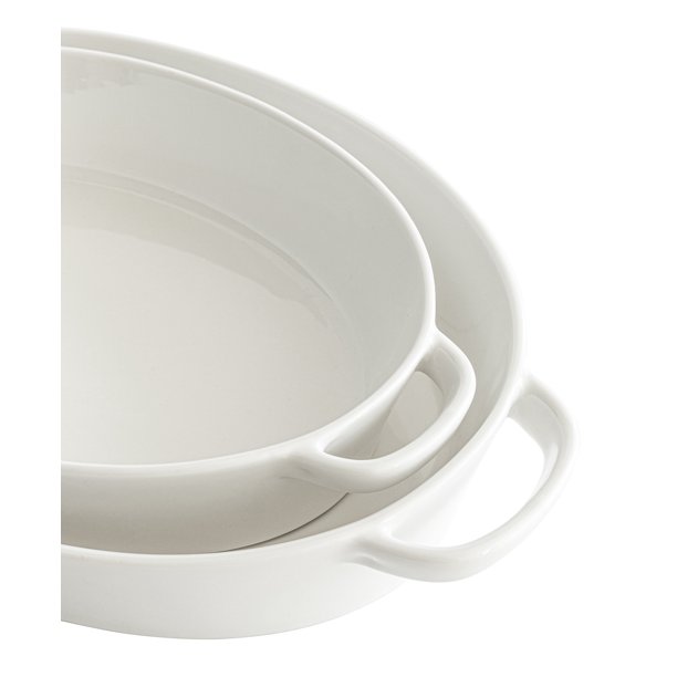 Over and Back Set of 2 White Porcelain Oval Handled Baking Dish