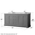 thumbnail image 5 of Wyndham Collection 72" Square-Sinks Wood Double Bathroom Vanity in Gray, 5 of 5