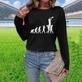 thumbnail image 2 of Charella Long Sleeve Shirts for Women Casual Graphic Tee Loose Fit Crew Neck Ptinted Tops Soft Clothes (S, Black), 2 of 6