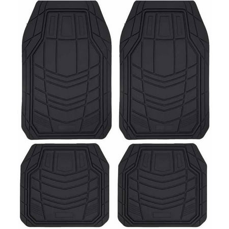 BDK TransTech Car Floor Mats, Trimmable Rubber Semi Custom Fit, Black Beige (Best Custom Fit Floor Mats)