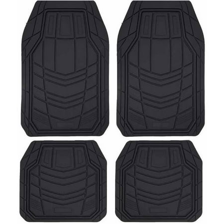 BDK TransTech Car Floor Mats, Trimmable Rubber Semi Custom Fit, Black Beige (Best Custom Floor Mats)