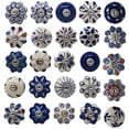 thumbnail image 1 of Ajuny Juego de 10 pomos de cerámica coloridos azules para armarios de cocina, armarios de baño, aparadores, cajones, cofre, pomos decorativos de cerámica hechos a mano, 1 of 1