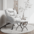 thumbnail image 3 of Magshion Water-resistant Cotton Lazy Chair, Modern Upholstered Single Sofa with Ottoman, Removable Cover Accent Lounge Chair for Living Room, Gray, 3 of 10