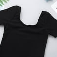 thumbnail image 5 of Sxiwei Kids Girls Team Basic Leotard for Ballet Dance Gymnastics Shorts Sleeves Cotton Leotard Black 8, 5 of 7