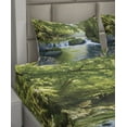 thumbnail image 2 of Ambesonne Jungle Fitted & Top Sheet Set with Shams, Foliage Misty Mountains, Yellow Green Blue, 2 of 4