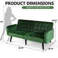 LAZZO 65" W Velvet Modern Convertible Folding Futon Couch Sofa Bed w/ 2 USB Charging Ports(Green