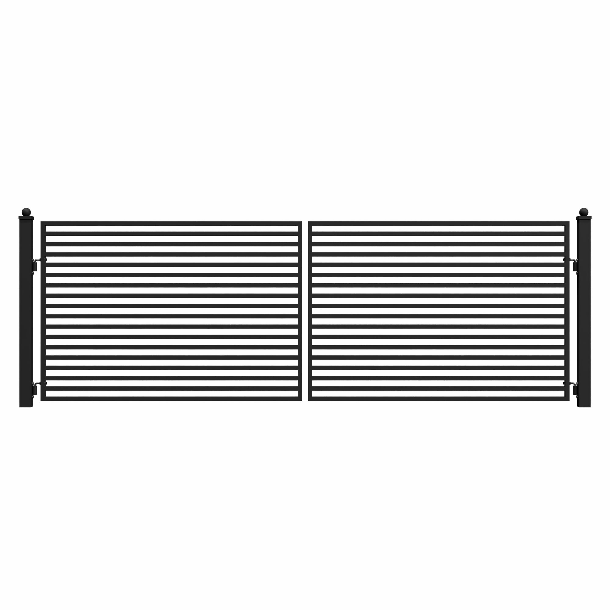 ALEKO Milan Style Dual Swing Galvanized Steel Driveway Gate 16 feet Black