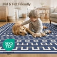 thumbnail image 4 of ODIKA 9'x12' Navy Cream Geometric Patterned Design Washable Area Rug Intricate Abstract Lines and Shapes for Master Suite, California King, Under Bed, Non-Shedding, Easy Care, 4 of 7