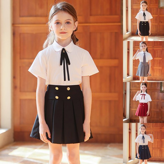 Shadoumai Uniform Skirts for Girls Elastic High Waist Pleated Tennis Skirt School Outfits with Undershorts