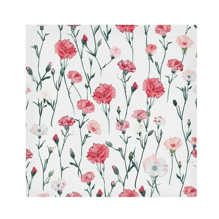 

JSTEL Carnation Flowers Cloth Napkins Set of 4 20x20 Inch Washable and Reusable Napkin for Decoupage Dinner Party Everyday Use