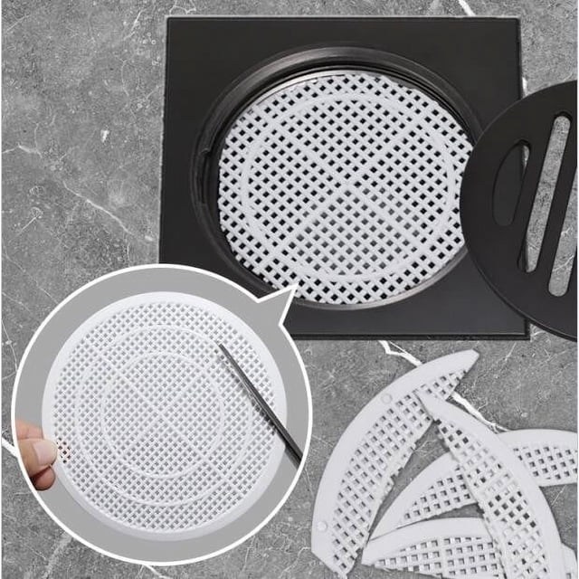 Fiudx Colador de Pelo Redondo Cortable Japonés, Cubierta Flexible para Suelo de Alcantarillado, Diseño de Filtro Fino, Evita La Obstrucción Del Pelo, Fácil de Cortar, Resistente Al Calor y Al Frío, S