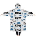 thumbnail image 2 of Oversized Wearable Blanket Hoodie,White Cow Milk Cloud Pattern Sherpa Blanket Hoodie with Super Pockets,Super Warm Fuzzy Pullover for Women & Men, 2 of 6