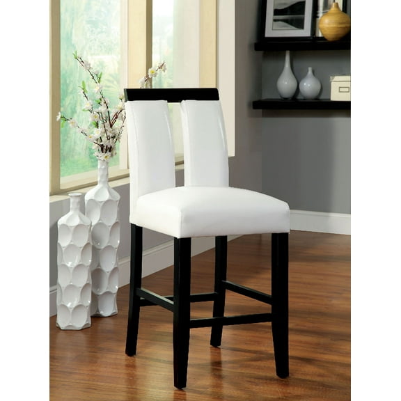 CoSoTower Set Of 2 Chairs Black And White Leatherette Beautiful Padded Counter Height Chairs Slit Back Design Kitchen Dining Room Furniture