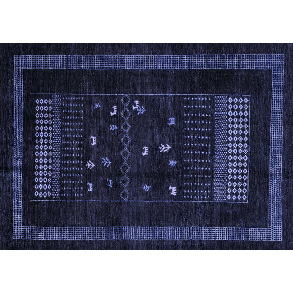 Ahgly Company Indoor Rectangle Oriental Blue Modern Area Rugs, 7' x 9'