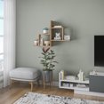 thumbnail image 3 of Ada Home Decor Furniture 33.86" 2 Tier Light Walnut Webb Modern Wall Shelf, 3 of 7