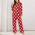 thumbnail image 2 of Fotbe Red Polka Dot Conjunto de Pijama de Manga Larga para Mujer con Estampado, Ropa de Dormir de 2 Piezas, Conjunto de Casa Suave y Cómodo con Bolsillos-Small, 2 of 7