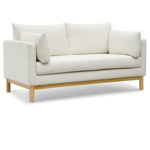 Meridian Furniture Langham Cream Linen Textured Fabric Loveseat