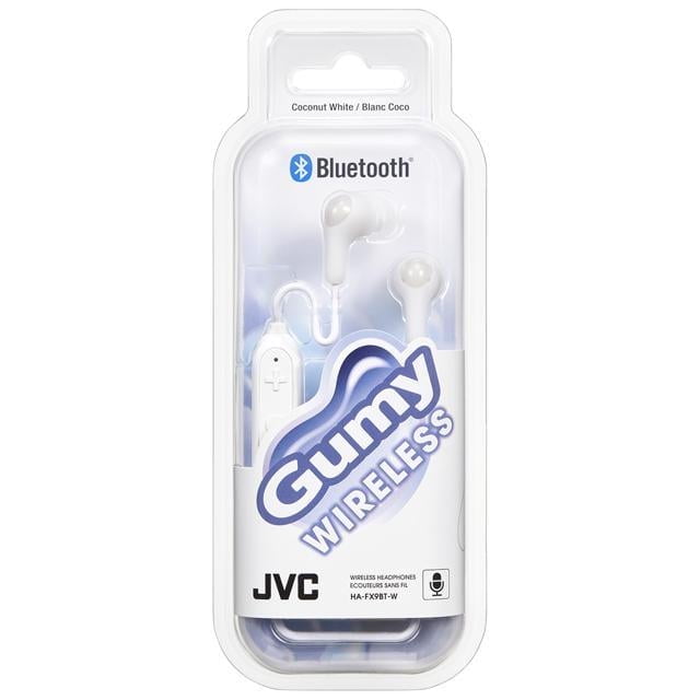 JVC Soft Wireless Earbud with Stayfit Tips, Remote and Mic and Bluetooth White (HA-FX9BTW) (Pack of 2)