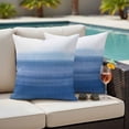 thumbnail image 4 of Blue White Ombre Outdoor Waterproof Pillow Covers, Modern Abstract Striped Lines Art Decorative Square Throw Pillowcase Sofa Cushion Sham for Patio/Couch/Chair, 26"x26" 2 Pack, 4 of 8