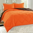 thumbnail image 1 of Dayton Twin Size 2-Piece Reversible Comforter Set Soft Brushed Microfiber Quilted Bed Cover Orange & Chocolate Brown, 1 of 1