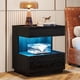 thumbnail image 1 of Mesa de Noche Tribesigns Negra con LED y 2 Cajones de Madera, 1 of 8