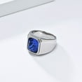 thumbnail image 3 of Men's Stainless Steel Gold/Silver/Black Plated Ring with Cushion Cut Gemstone Simple Ring Size 7-13, 3 of 5
