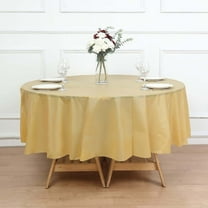 Efavormart 5 Pack Gold Round Plastic Tablecloths, Waterproof Disposable Table Covers - 84"