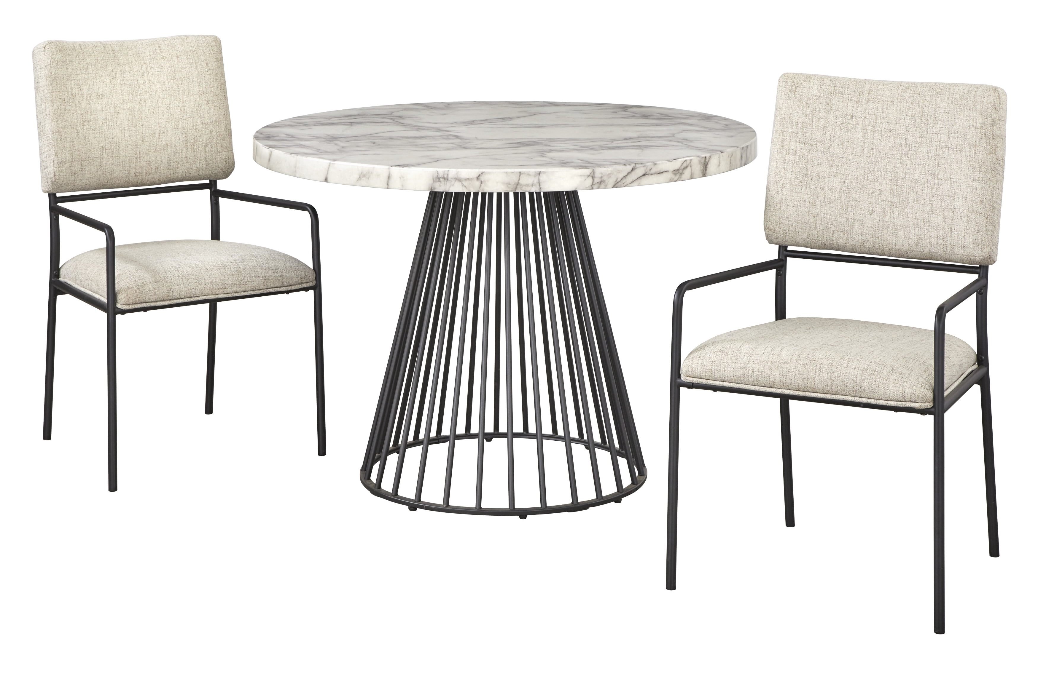 TMS Indra Indoor Dining Chair, Set of 2, Black/Cream
